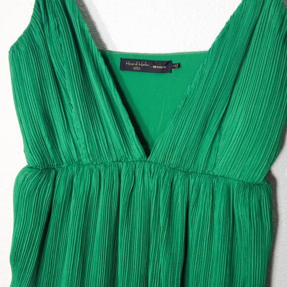House of Harlow Dress Medium Garden Glow Fairy Emerald Green Boho Tiered Maxi - Picture 3 of 9